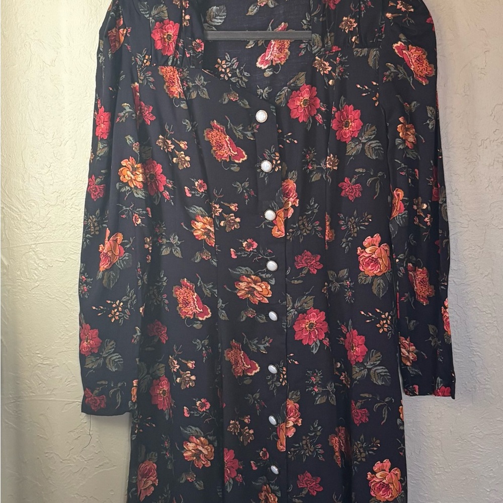 Vintage Floral Long Sleeve Dress